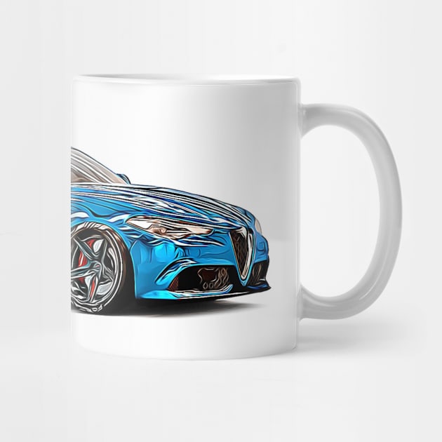 Alfa Romeo Giulia Quadrifoglio Custom Cartoon by Auto-Prints